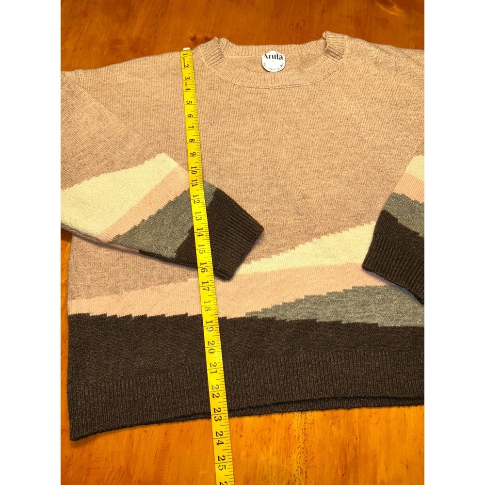 Arula Colorblock Landscape Knit Sweater Boho Southwestern Cottagecore 90s Vtg - Picture 4 of 9